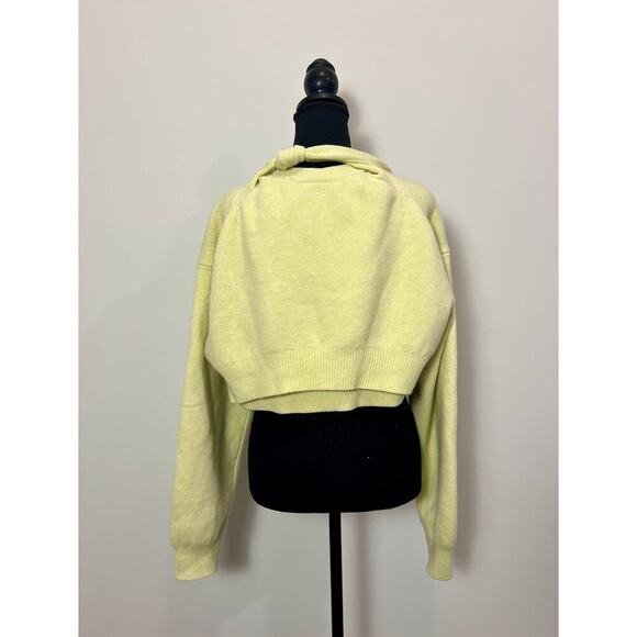Alexander Wang Wool Cardigan in Green Small Knit Long Sleeve V-Neck Button Front - Picture 4 of 5